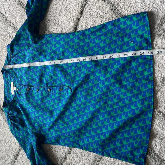 Banana Republic blouse blue green printed All Day top retro XS - Picture 6 of 7